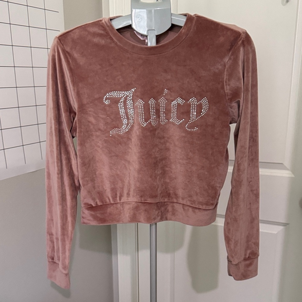 Juicy Couture Mauve Velour Top with Rhinestone Detail